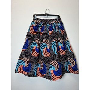 NWOT Ofuure African Print Bubble Midi Skirt Zip size L/XL